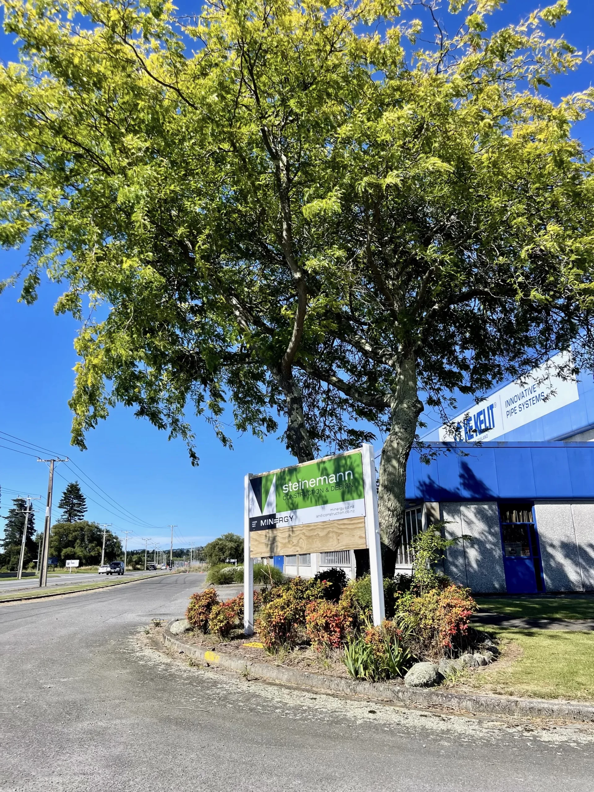 Entrance sign Steinemann Construction Building Design new location Ngaumutawa rd Masterton 22